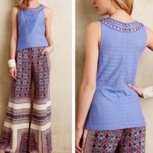 Anthropologie Postcard Perriwinkle French Blue Crochet Tank Size Medium